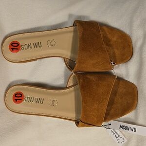 Jason Wu Brown Suede 1" Heel Slides Size 10
